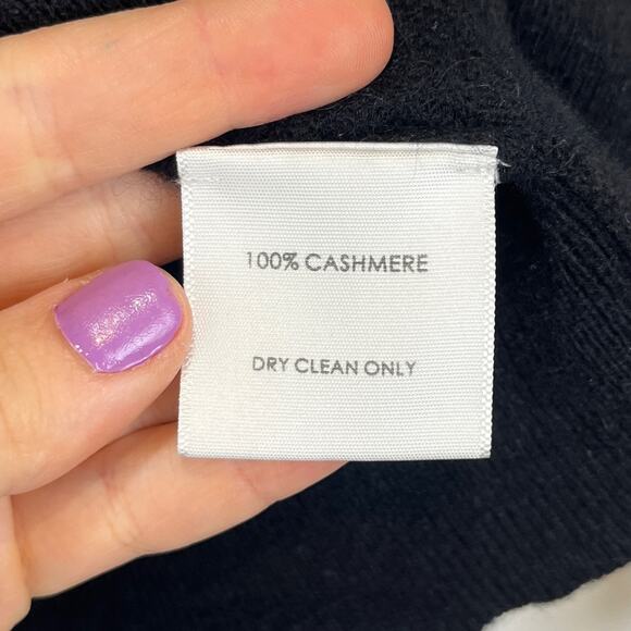 WHITE + WARREN 100% Cashmere Sequin Stripe Sweater Mock Neck Black Size XS - Picture 8 of 10